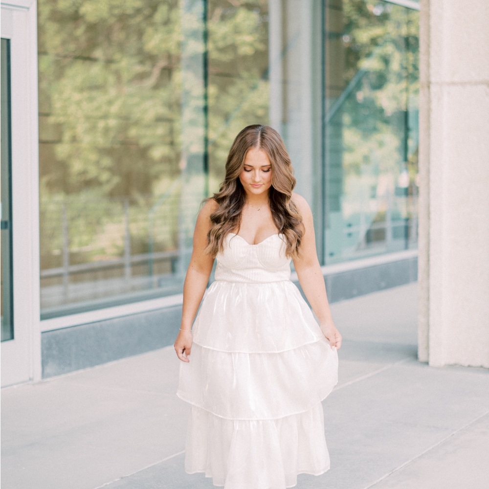 Lulu's Strapless Cream Tiered Dress